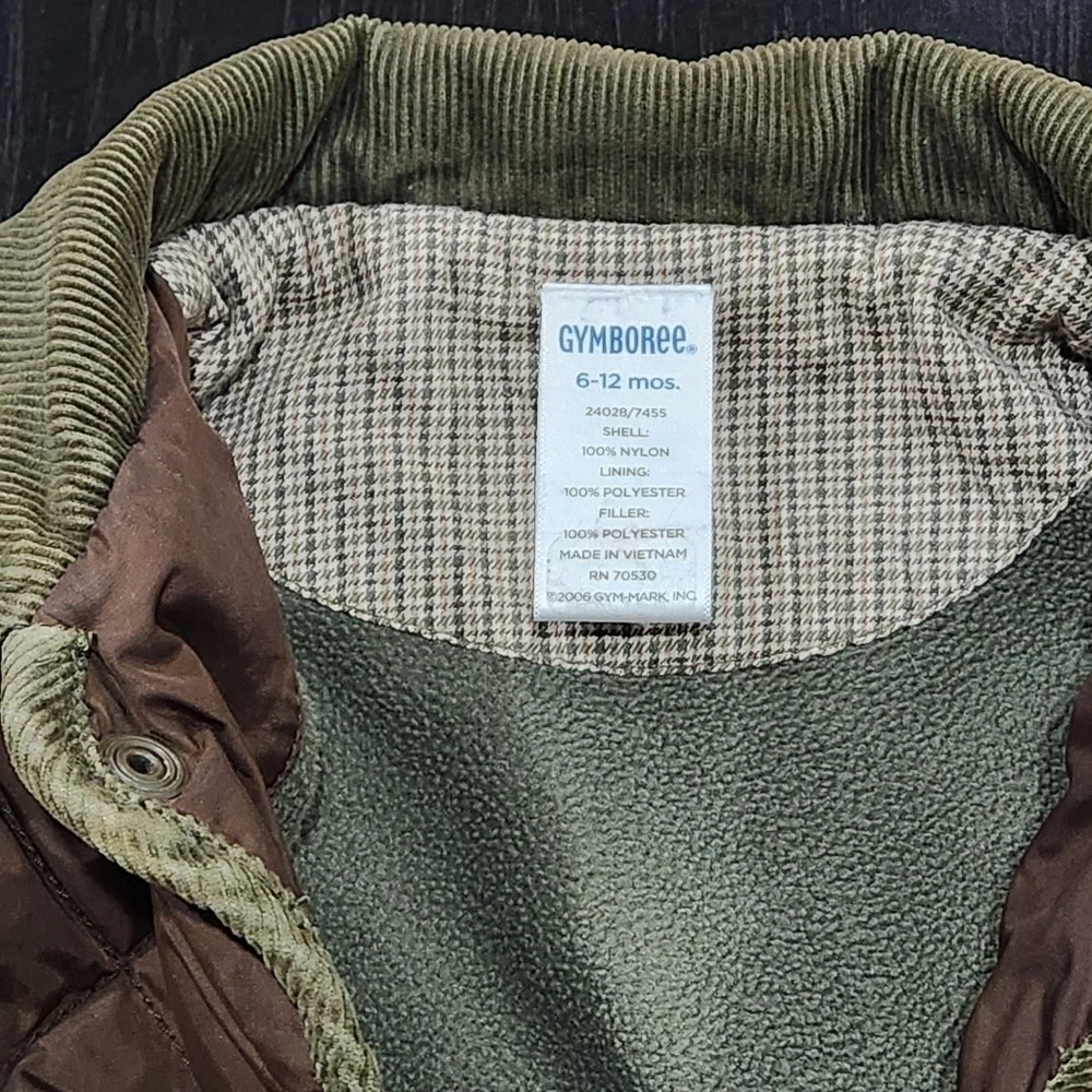 Gymboree Cozy Quilted Jacket With Corduroy Trim&Some Fleece Lining Size 6-12mos.